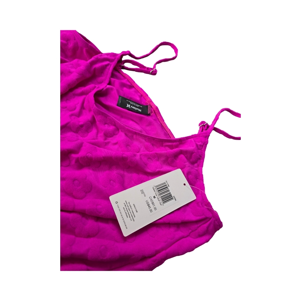 HURLEY Floral Terry Pop Cover-up Top In Electric Pink XL NWT - Picture 3 of 4